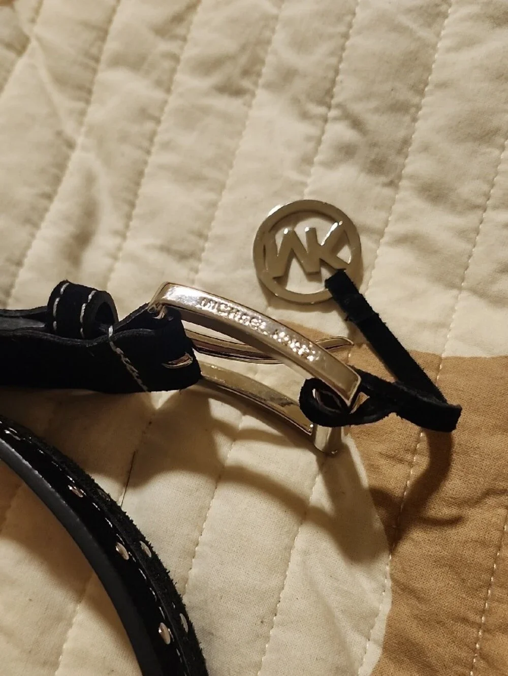 Womens Black Studded Leather Belt with Silver Buckle